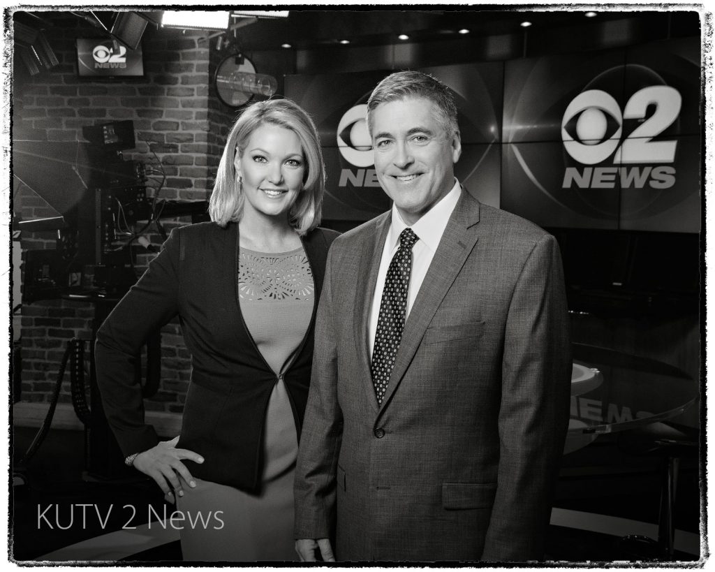 KUTV 2 News Evening Team Shauna Lake and Mark Koelbel. Portrait by Bry Cox